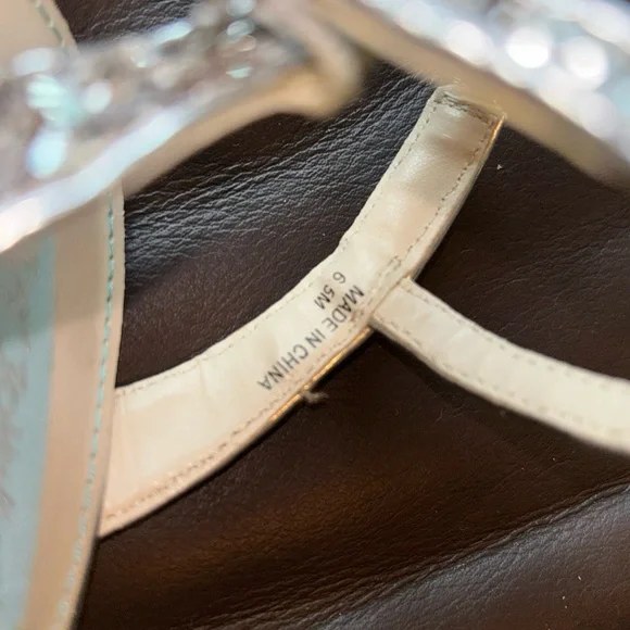 Silver Glitter Wedge Sandals, Betsy Johnson, Size 6.5 - Picture 3 of 7